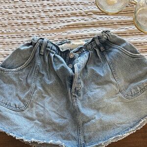 Pilcro Faded Blue Button-Front Denim Mini Skirt